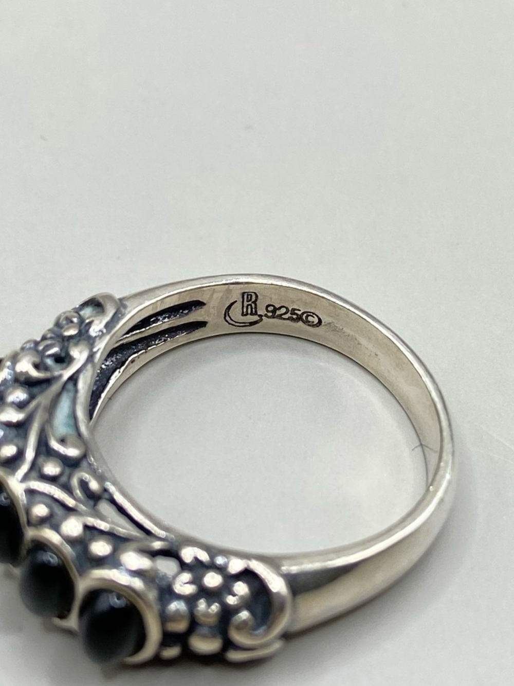 Carolyn Pollack Sterling Silver Five Stone Black Onyx Ring - Picture 8 of 9